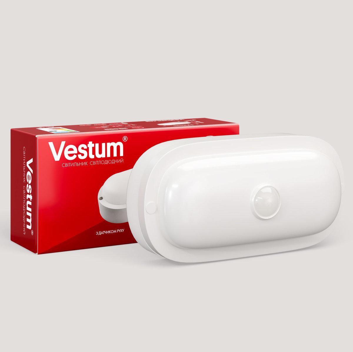 Светильник светодиодный овальный ЖКХ Vestum 12W 4500K 220V с датчиком движения (1-VS-7205)