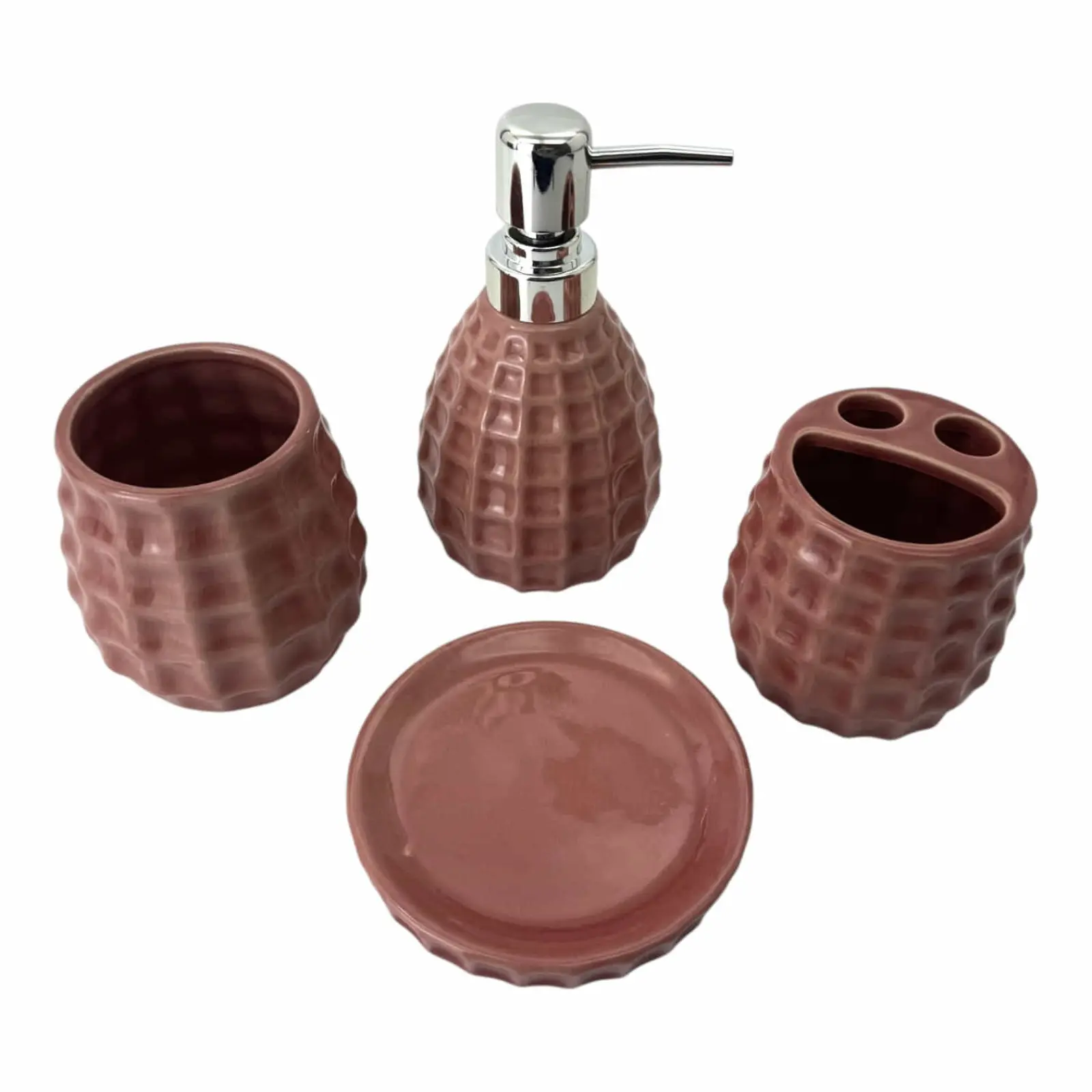 Набір для ванної керамічний 28,5х22,5х9 см Рожевий (35255BN)