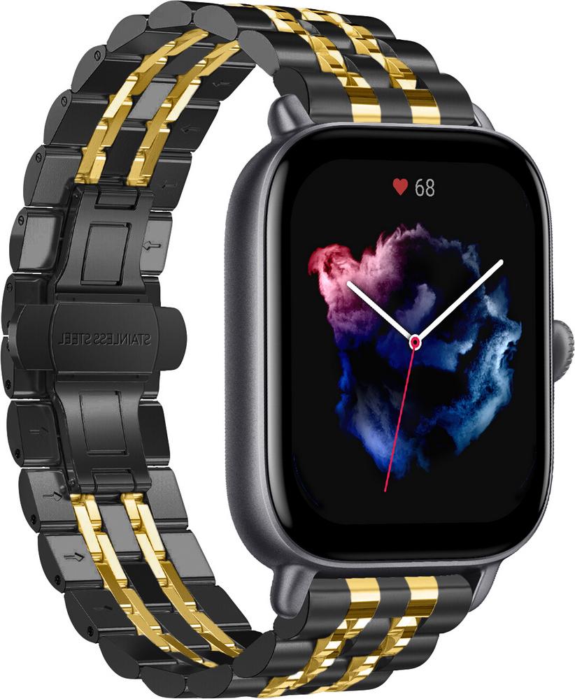Браслет металлический Spinye Line для Amazfit GTS 3 Black Gold (29038-02)