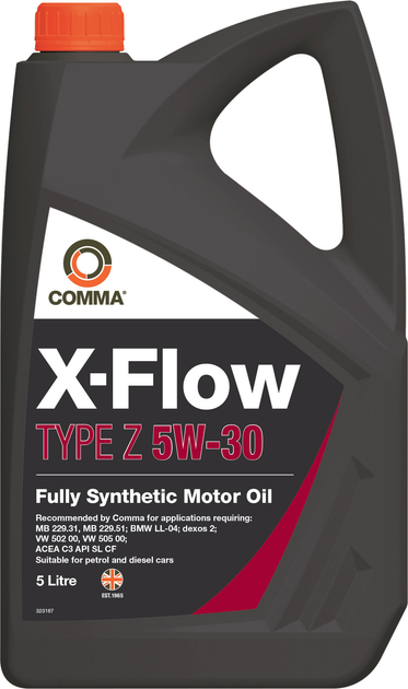 Моторне мастило COMMA X-FLOW TYPE Z 5W-30 синтетичне 5 л (XFZ5L)