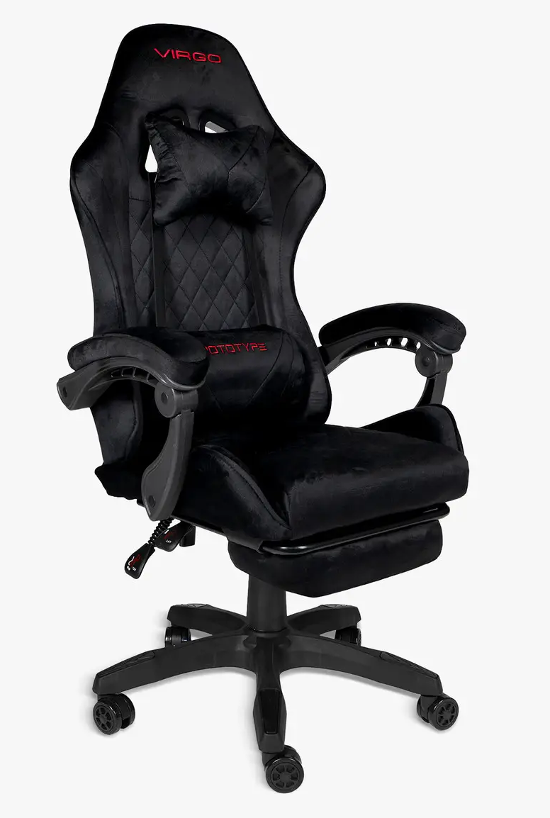 Кресло геймерское Virgo Prototype с подставкой для ног алькантара до 120 кг Черный (VI-VPBAL)