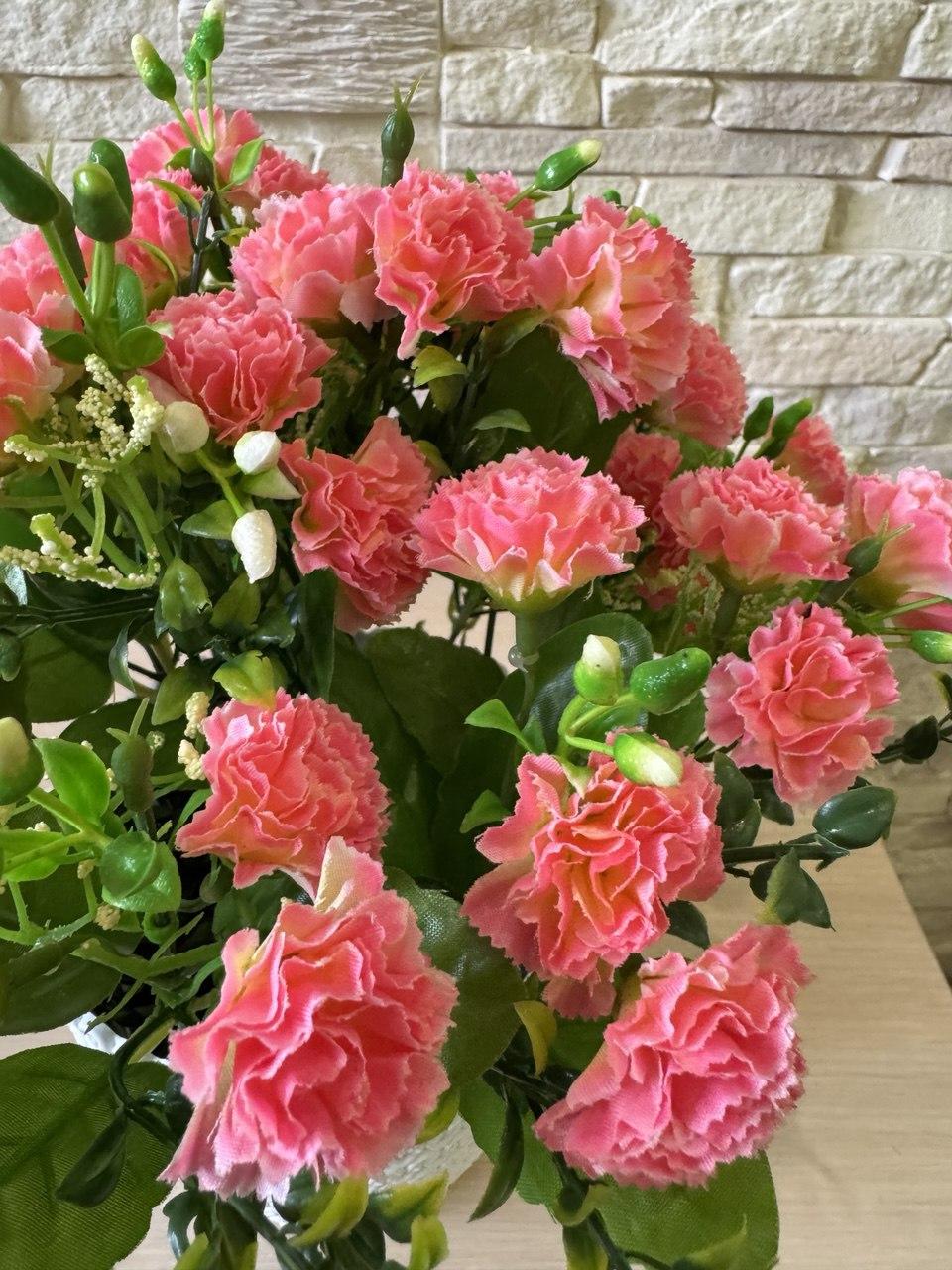 Букет гвоздики малой в кашпо ПЛАСТМАКС Розовый (R0404) - фото 4 Букет гвоздики малой в кашпо ПЛАСТМАКС Розовый (R0404) - фото 4