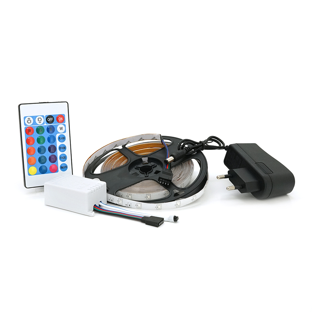 Комплект світлодіодної стрічки RGB 5 метрів пульт блок живлення для дому та декору (YUT_V7965)