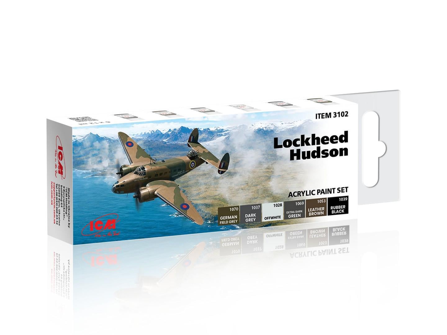 Набор акриловых красок ICM для Lockheed Hudson (3102)