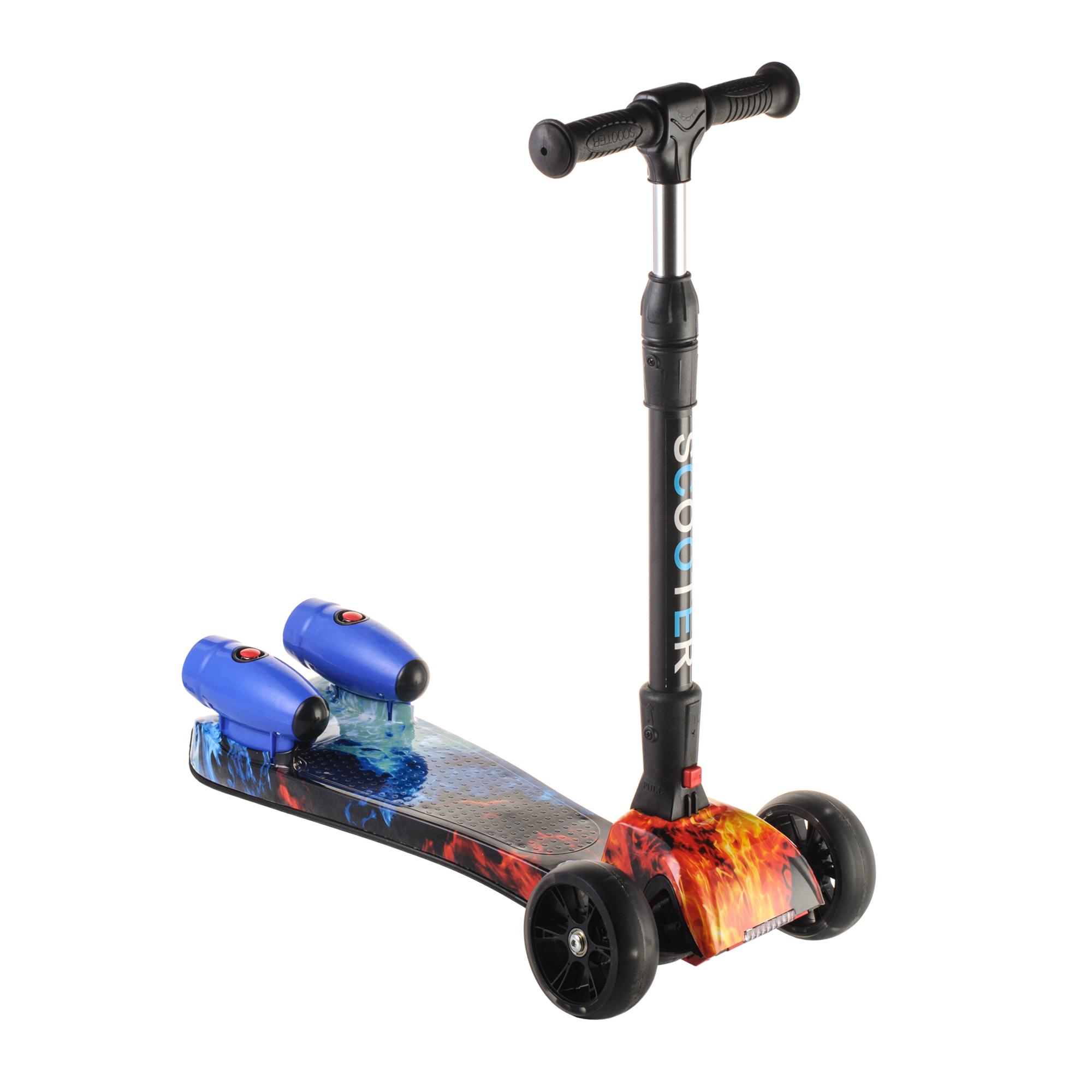 Самокат детский Ракета Огонь и лед со складным рулем/подсветкой/музыкой