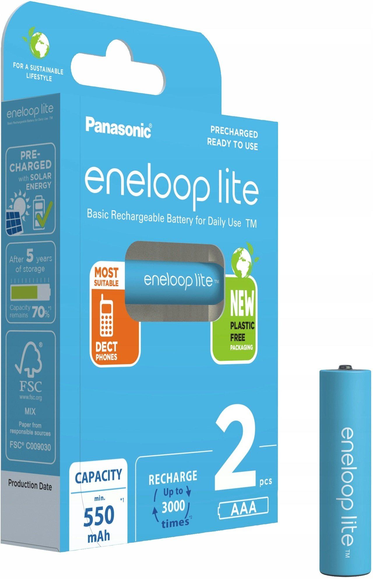 Батарейки Panasonic Eneloop NI-MH Lite AAA 550 мАч 2 шт. (ERC-BK-4LCCE/2BE)