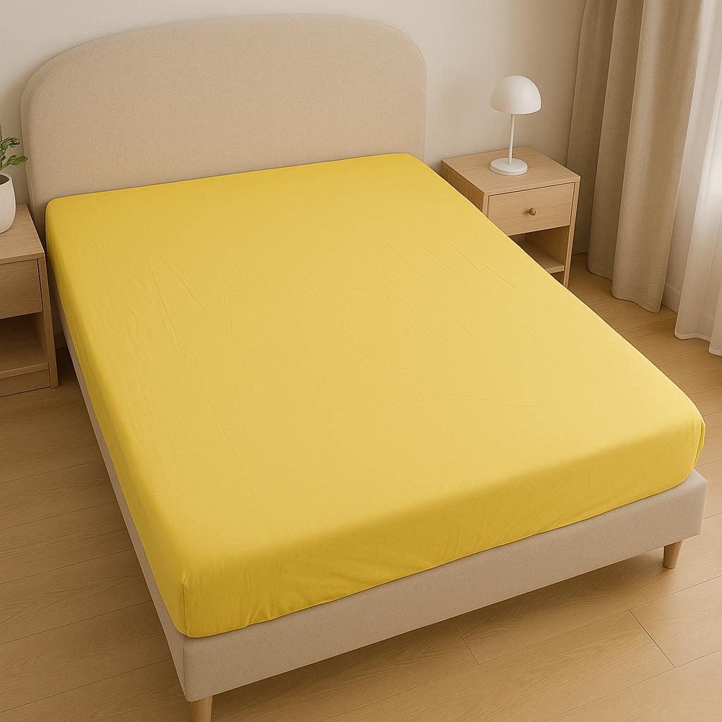 Простыня на резинке Однотон из бязи 160x200 см Желтый (G-0768/x160)