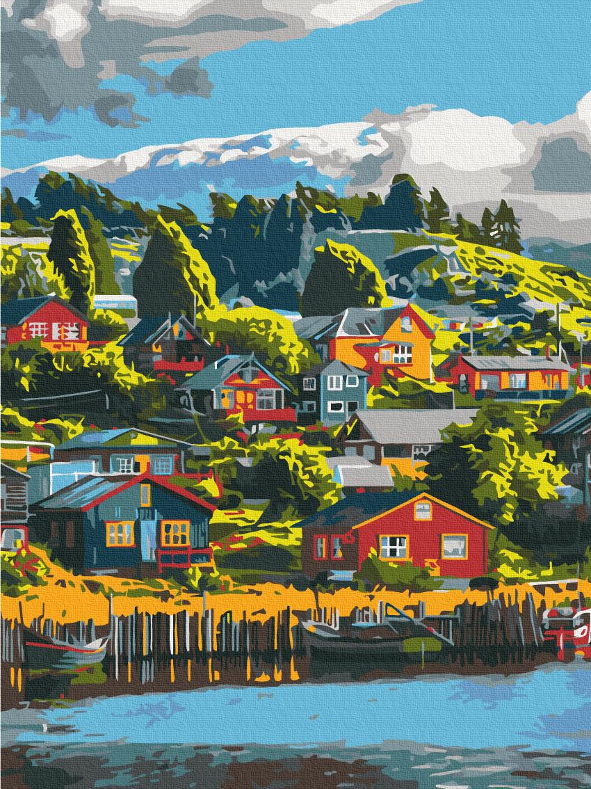 Картина за номерами Brushme Барвисте село 30x40 см (RBS53968) Картина за номерами Brushme Барвисте село 30x40 см (RBS53968)