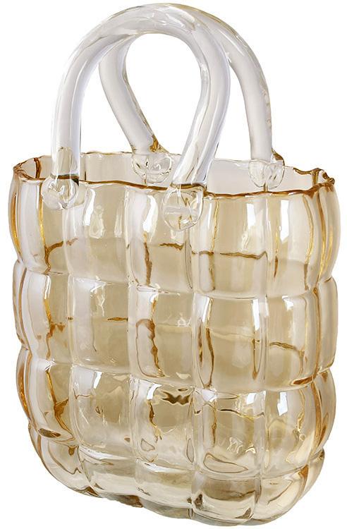 Ваза для цветов из стекла Женская Сумочка 18х9х28 см Янтарный