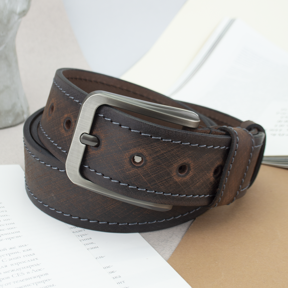 Ремінь чоловічий шкіряний SF-4011 XXL 145 см Коричневий (2248911416)