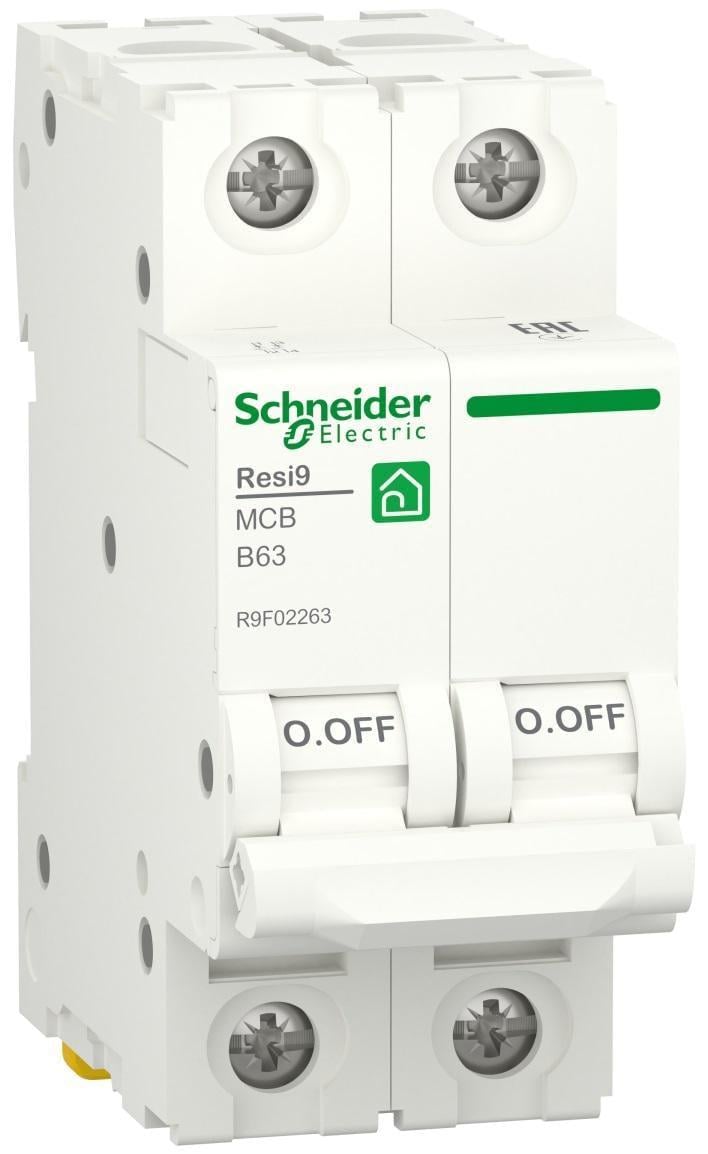 Автоматичний вимикач Schneider Electric RESI9 2P 63A 6кА В (R9F02263) - фото 1 Автоматичний вимикач Schneider Electric RESI9 2P 63A 6кА В (R9F02263) - фото 1