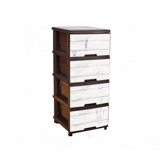 Комод пластиковый Aleana ажурный разборный на 4 ящика Коричневый/Белый (3-11-A106)