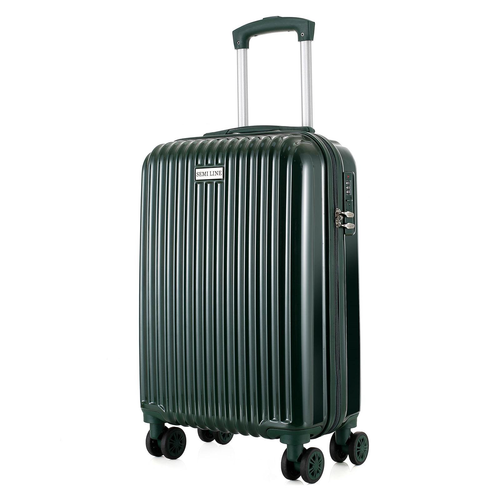 Валіза SEMI LINE 20" T5948-1 40 л полікарбонат/ABS 4 спарені колеса алюмінієва ручка заглиблений кодовий замок ручна поклажа S Dark Green