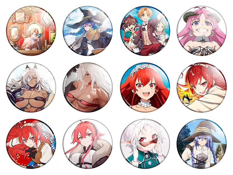 Набор значков Аниме Mushoku Tensei Isekai Ittara Honki Dasu 12 шт. (NZN00399)