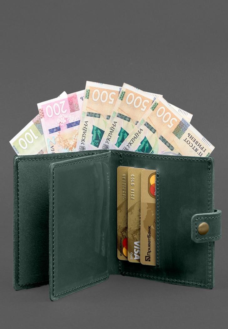 Обложка-портмоне кожаная для удостоверения офицера ГПСУ 11.2 Crazy Horse Зеленый (A-028702) - фото 6 Обложка-портмоне кожаная для удостоверения офицера ГПСУ 11.2 Crazy Horse Зеленый (A-028702) - фото 6