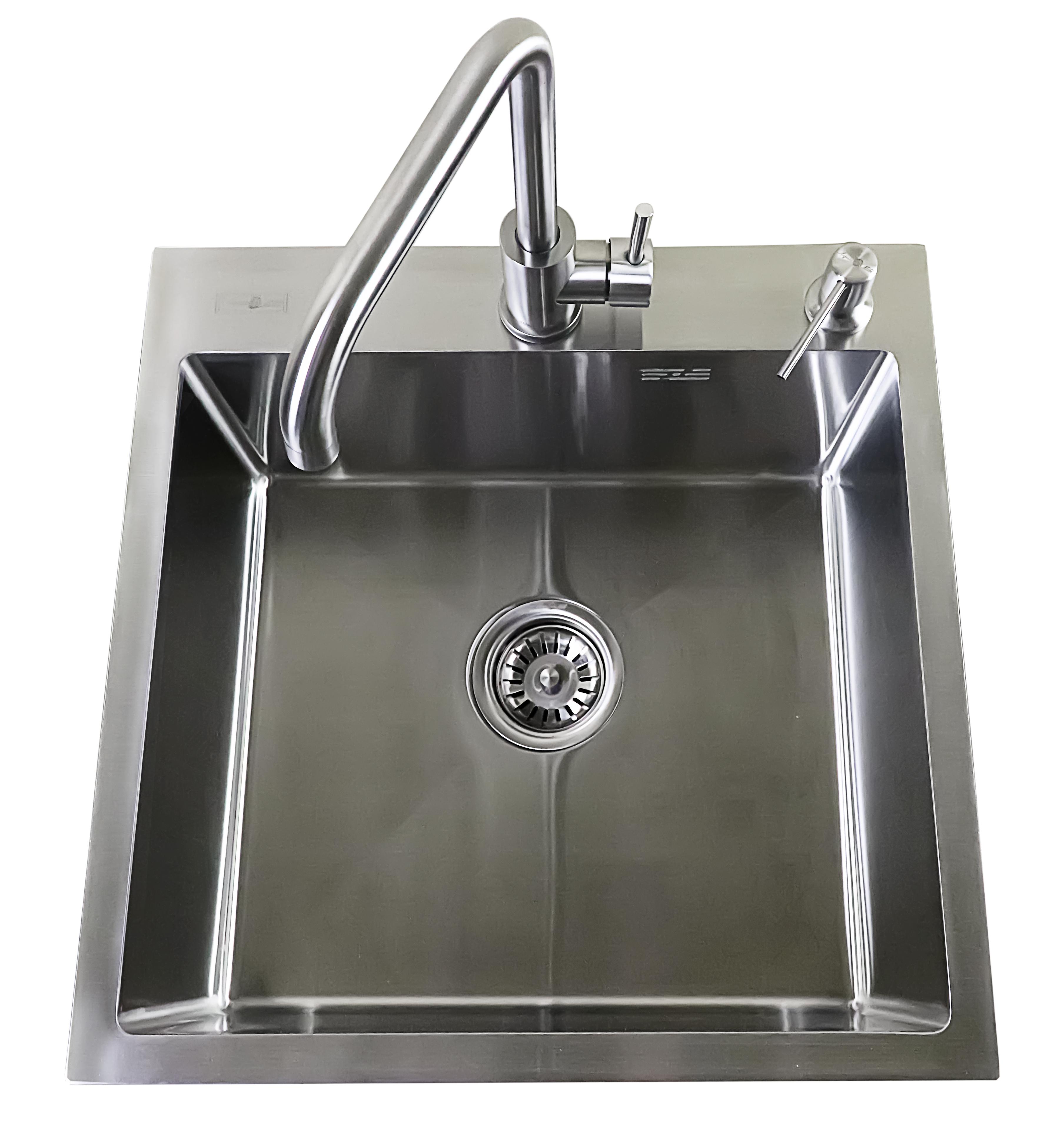 Мойка из нержавеющей стали AQUAMILL 5050/смеситель/дозатор/решетка