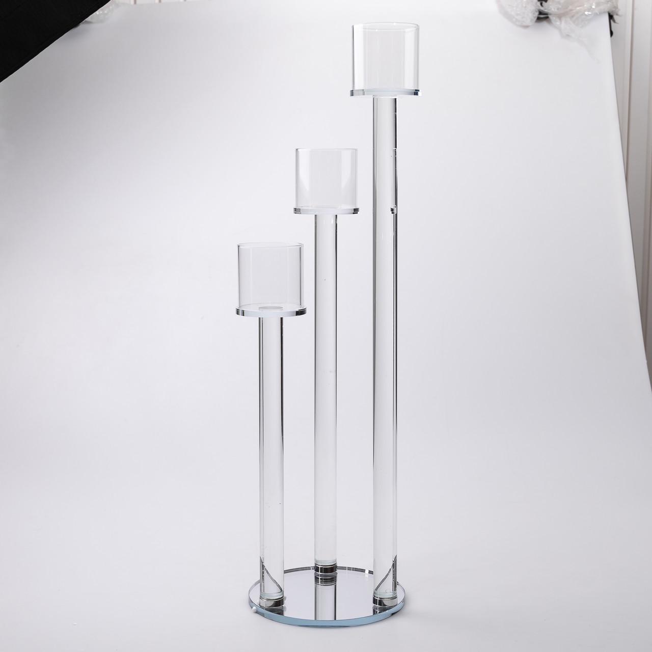 Подсвечник стеклянный на 3 свечи h 57 см (HP-4-15) - фото 4