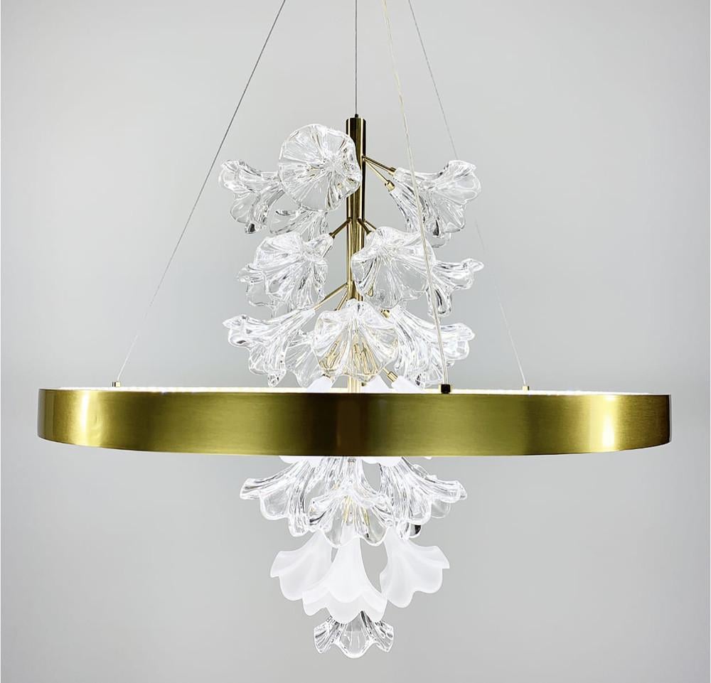 Люстра світлодіодна із ніжними квітами Ø 40 см Латунь (D 9001) - фото 3