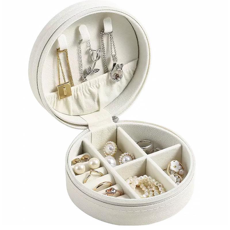 Шкатулка Casegrace SP-1257 для украшений и ювелирных изделий портативная круглая 110х50 мм White