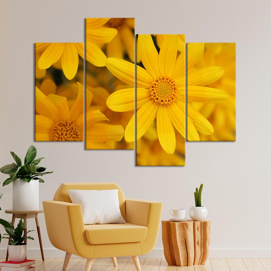 Картина цветы и растения Жёлтые цветы гелиопсисы 129x90 см (A994-4)