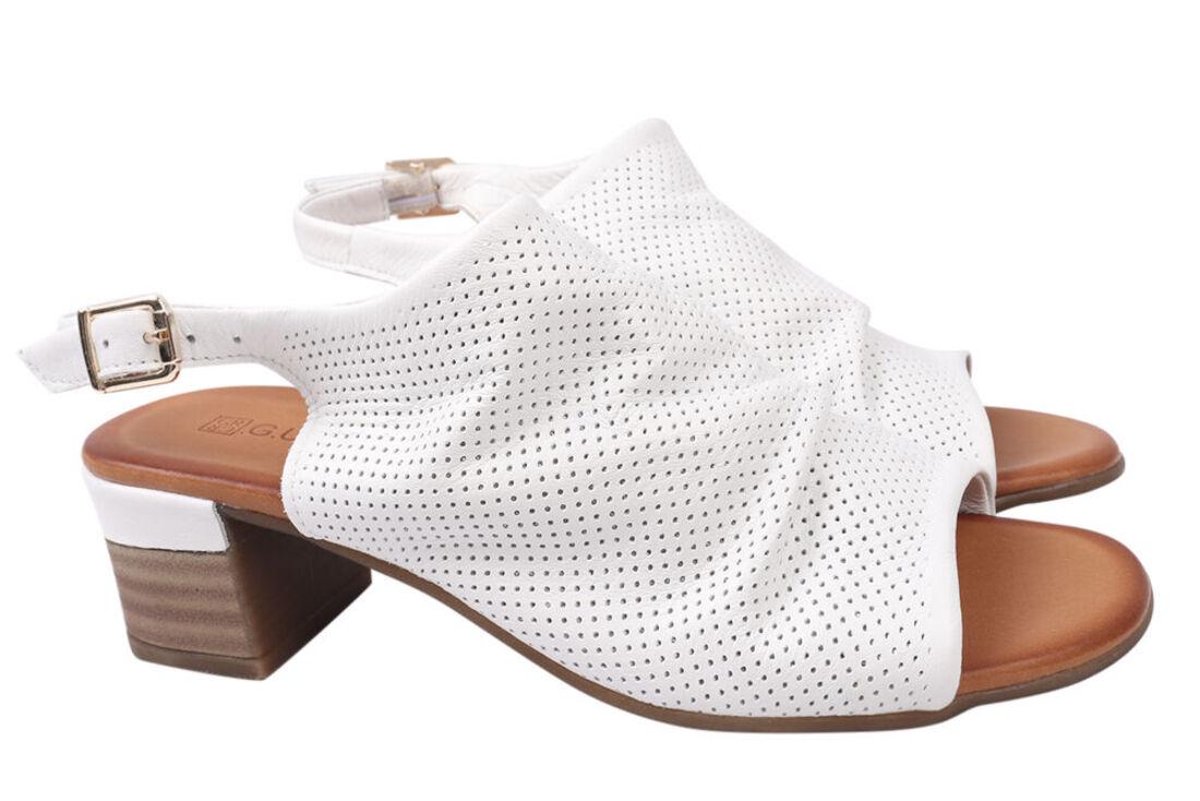 Босоніжки жіночі Guero зі шкіри на великому підборі з відкритою п'ятою р. 38 Білий (436-21LBC)