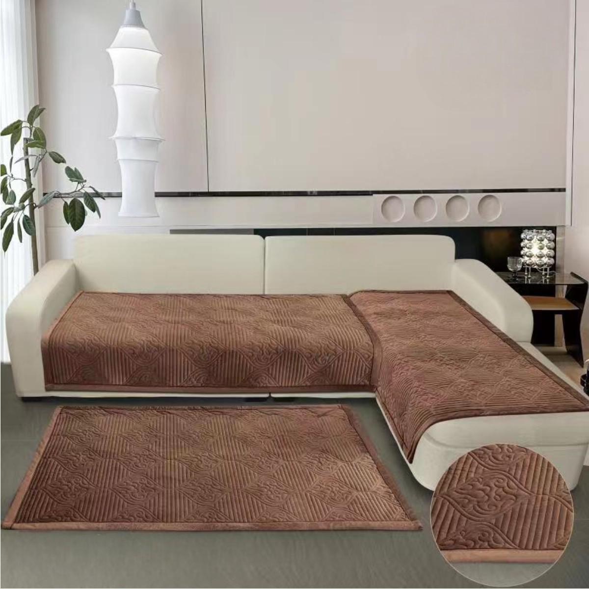 Покривало Koloco на диван/крісло велюр 3 шт. Темно-коричневий (39409) - фото 2 Покривало Koloco на диван/крісло велюр 3 шт. Темно-коричневий (39409) - фото 2