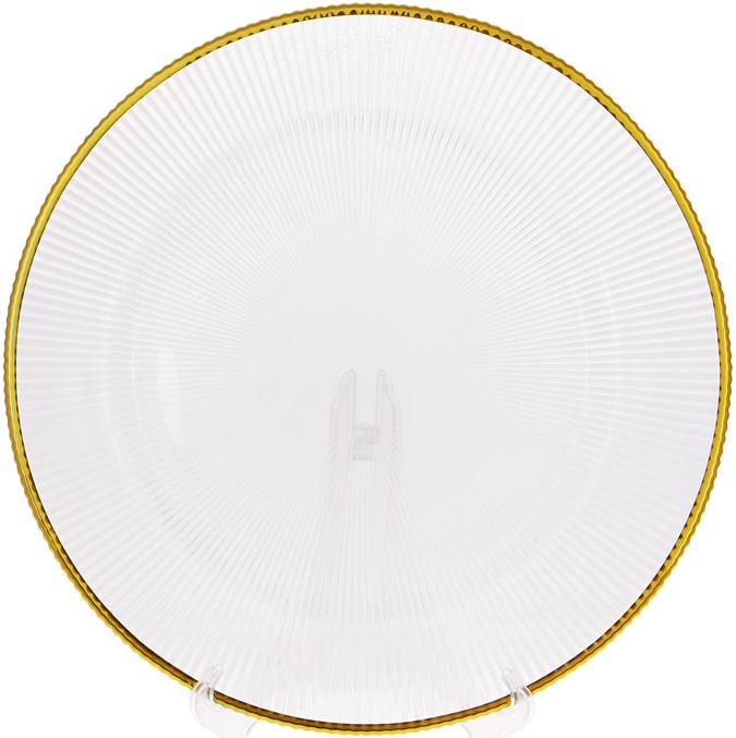 Блюдо сервировочное подставное стеклянное с золотой каймой Прозрачный