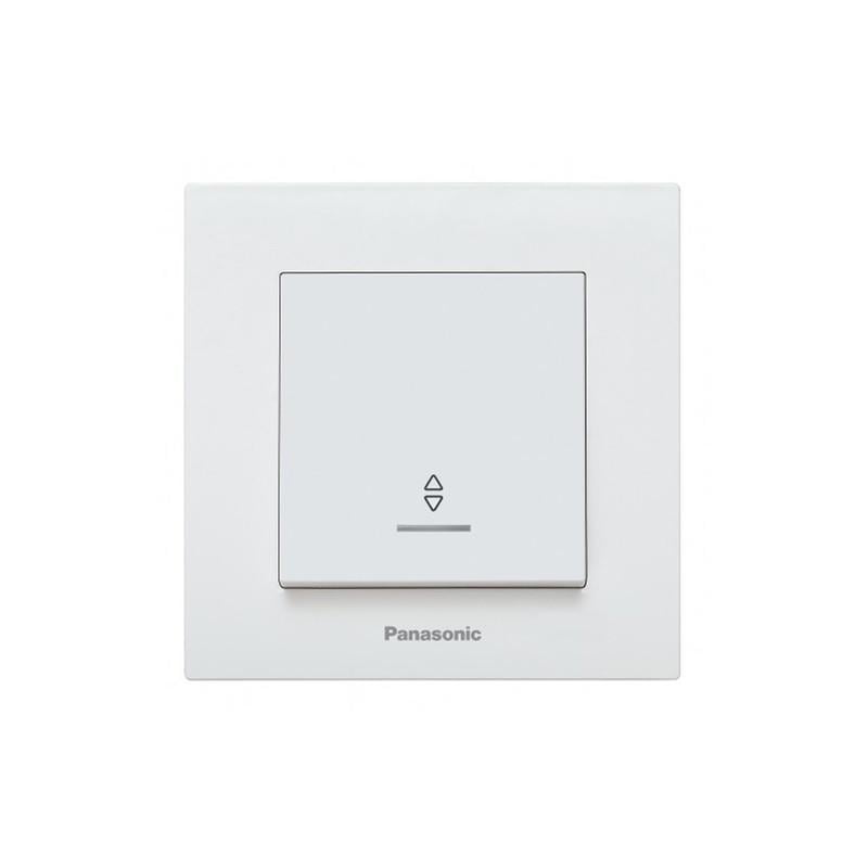 Выключатель проходной одноклавишный Panasonic Karre Plus 55 с подсветкой и рамкой ABS Белый (WDTC90042WH-UA1)