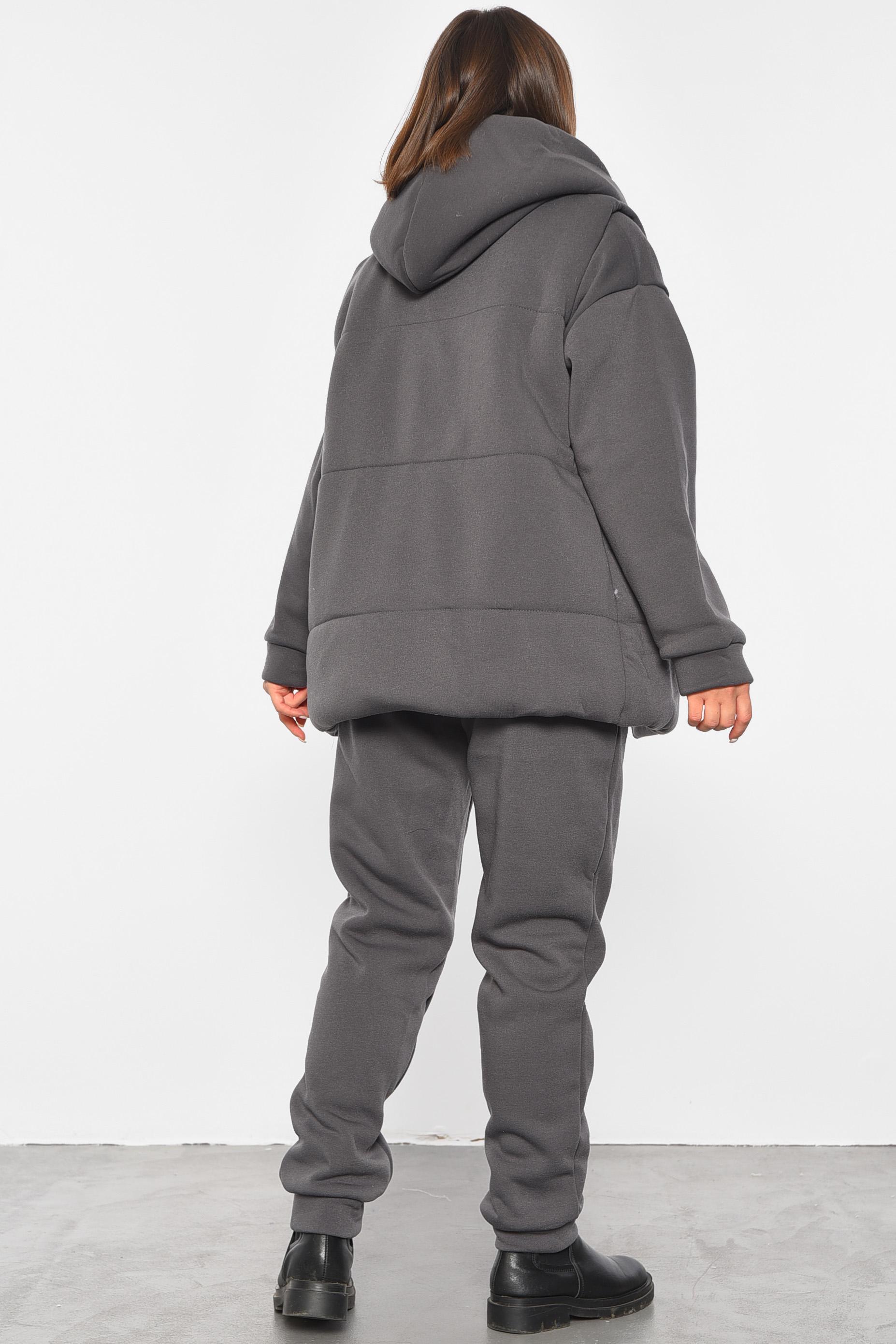 Спортивний костюм жіночий напівбатальний трійка на флісі 2XL Сірий (189163) - фото 3