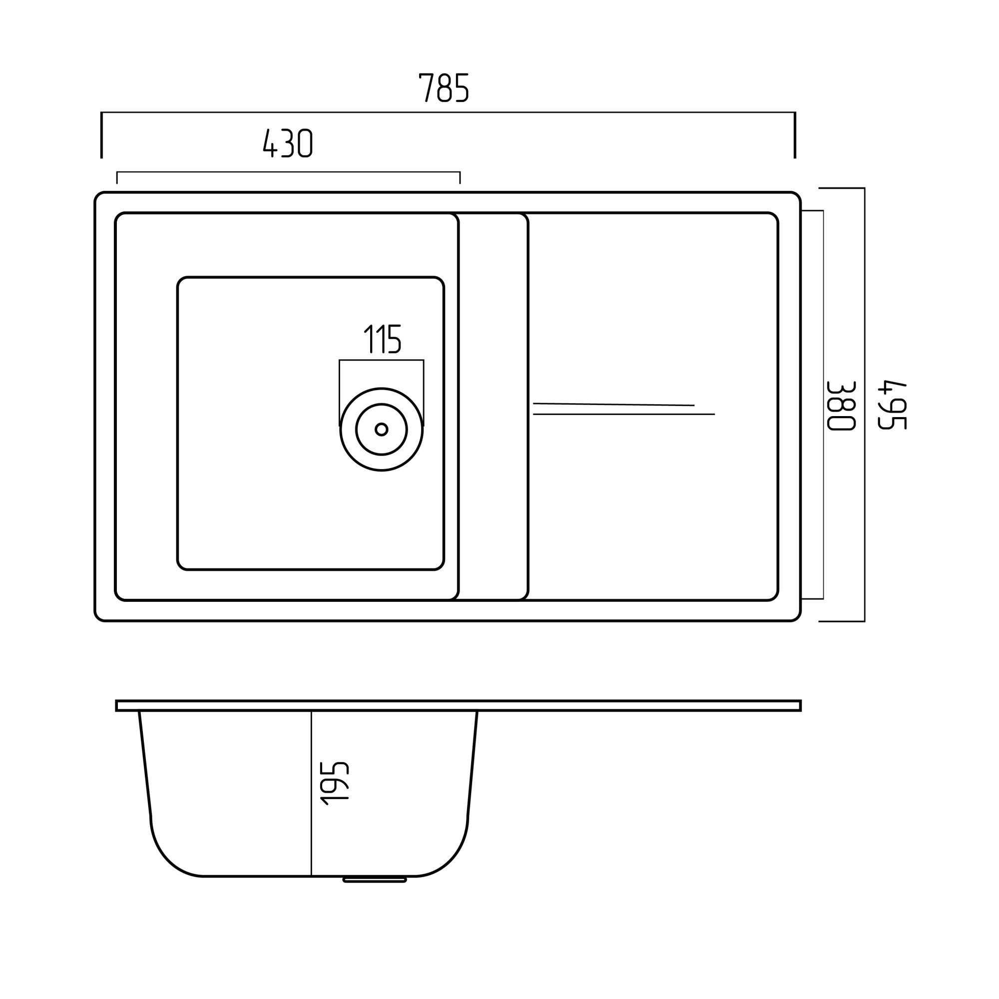 Мийка гранітна для кухні Valeso 7950 Selena матова Антрацит - фото 5 Мийка гранітна для кухні Valeso 7950 Selena матова Антрацит - фото 5
