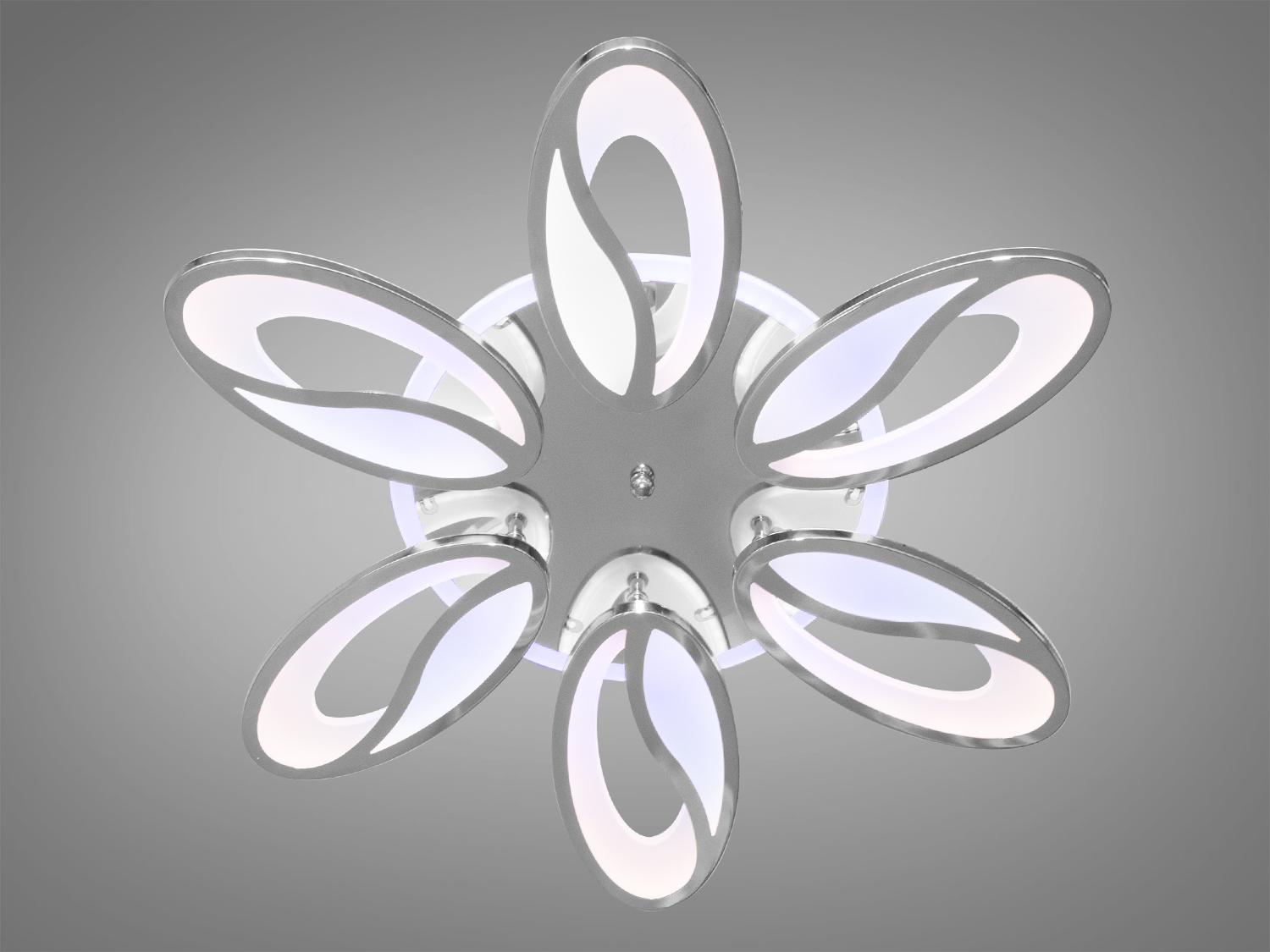 Люстра стельова LED підсвічування/димер/пульт 105W Хром (8090/6HR 3col dim) - фото 2 Люстра стельова LED підсвічування/димер/пульт 105W Хром (8090/6HR 3col dim) - фото 2