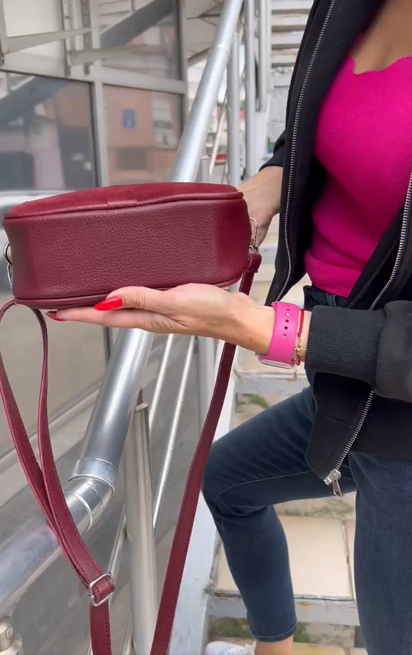 Сумка через плече жіноча сучасна міська екошкіра/натуральна замша 22х15х8 см Бордовий - фото 6 Сумка через плече жіноча сучасна міська екошкіра/натуральна замша 22х15х8 см Бордовий - фото 6