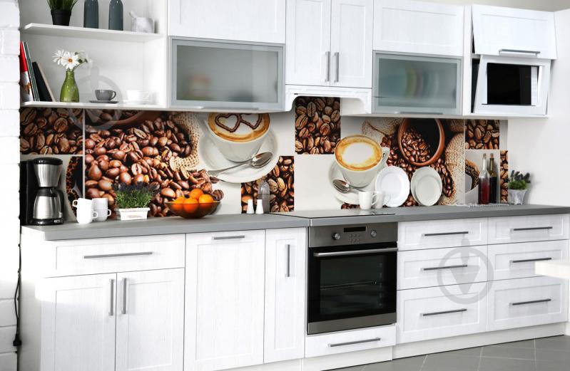 Скинали на кухню Zatarga «Кофейная парочка» 600х2500 мм виниловая 3Д наклейка кухонный фартук самоклеящаяся