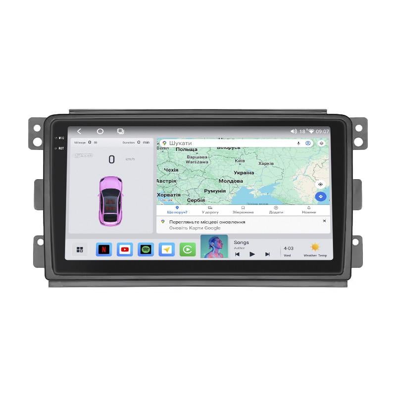 Автомагнітола штатна Lesko для Smart Fortwo 451 2007-2010 4/64 QLED CarPlay 4G Wi-Fi GPS Prime 9" (22391480)