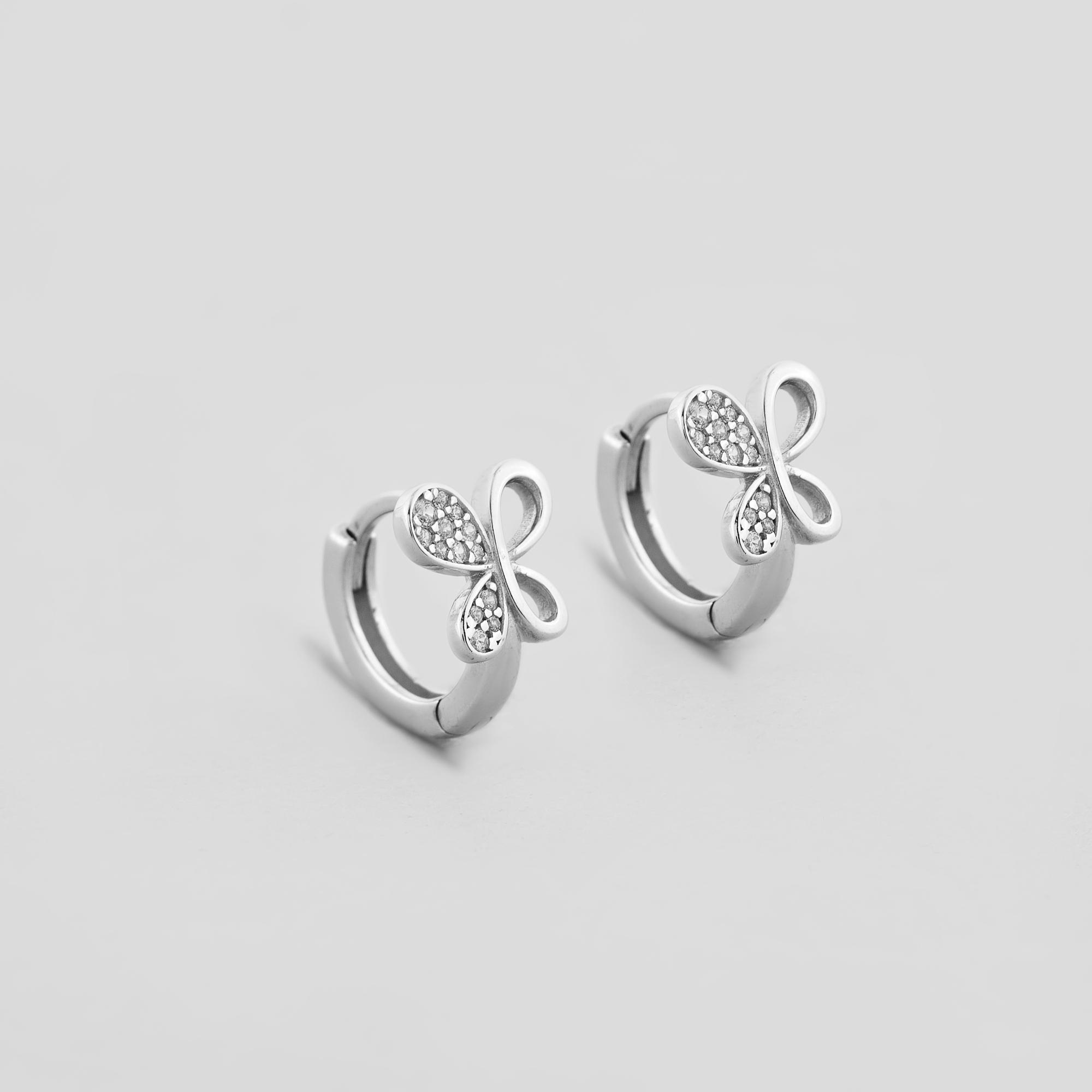 Серебряные серьги Minimal Хрустальные бабочки (16561)