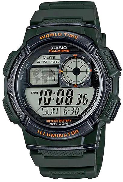 Часы спортивные мужские Casio водонепроницаемые (АЕ-1000W-3АV) - фото 1