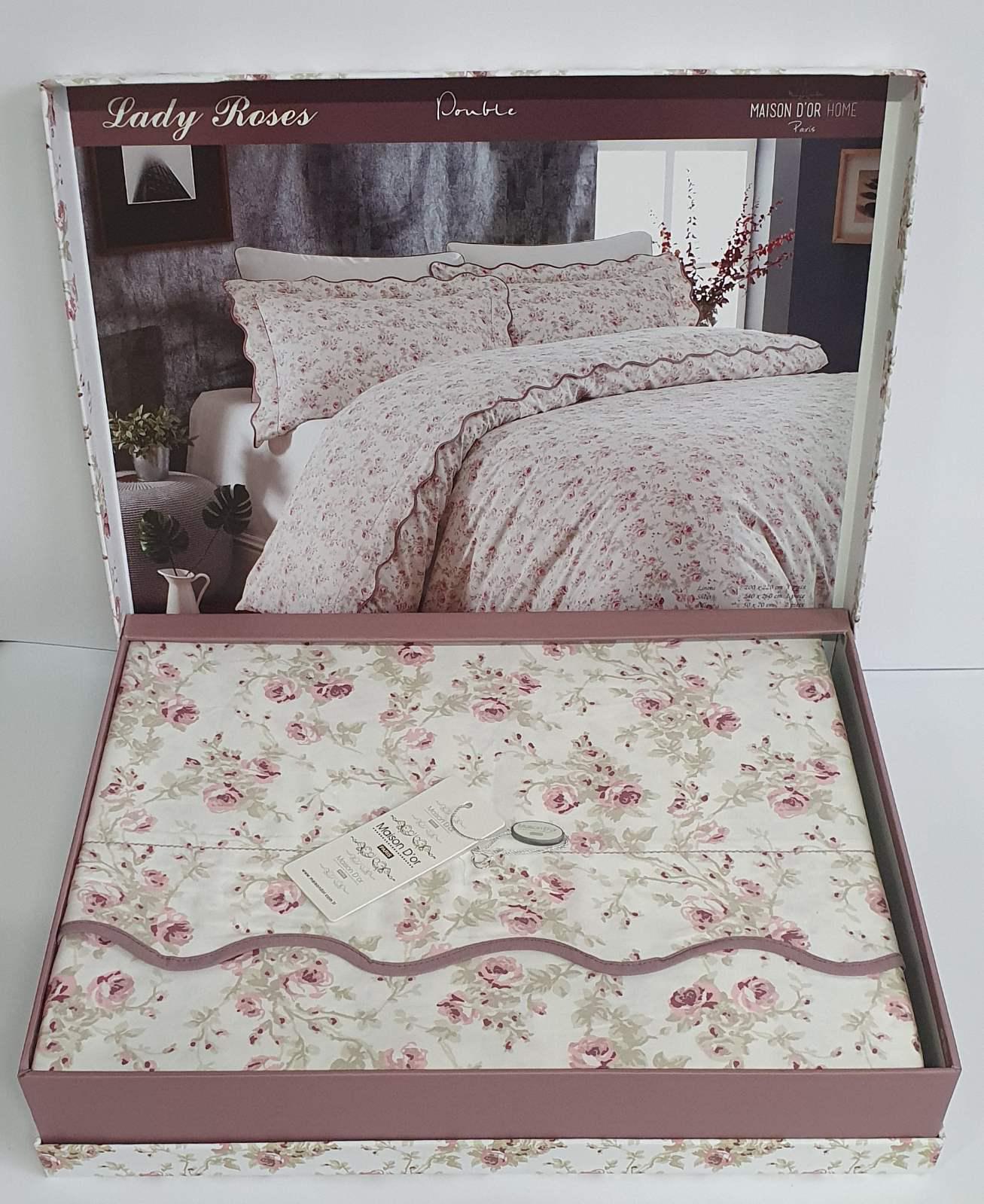 Комплект постельного белья Maison D'or Cатин 200х220 Lady Roses White (CN6125)