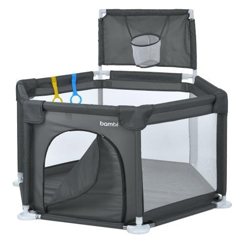 Манеж BAMBI MR 1340-G с баскетбольным кольцом складной Серый (31738580)