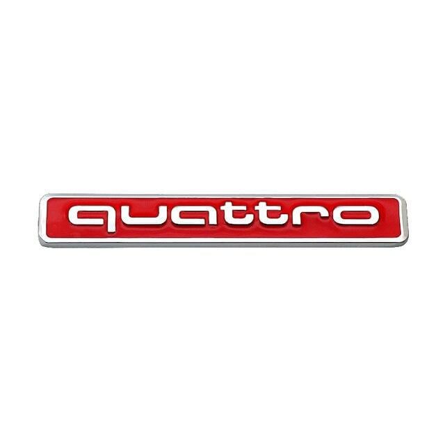 Эмблема Audi Quattro 62х11 мм Хром с красным (1693561091)