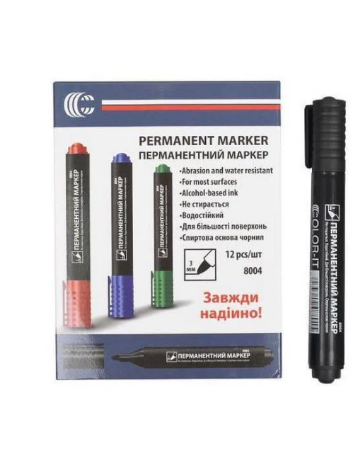 Маркер перманентный COLOR-IT на спиртовой водостойкой основе Черный (WM-231-M-7)