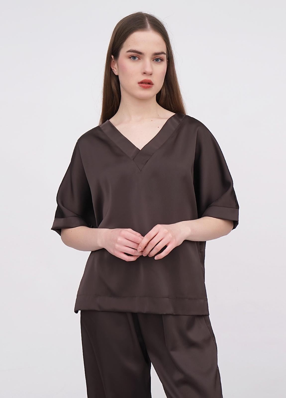 Блузка женская прямая EQUILIBRI W491_049_103 XL Коричневый Блузка женская прямая EQUILIBRI W491_049_103 XL Коричневый