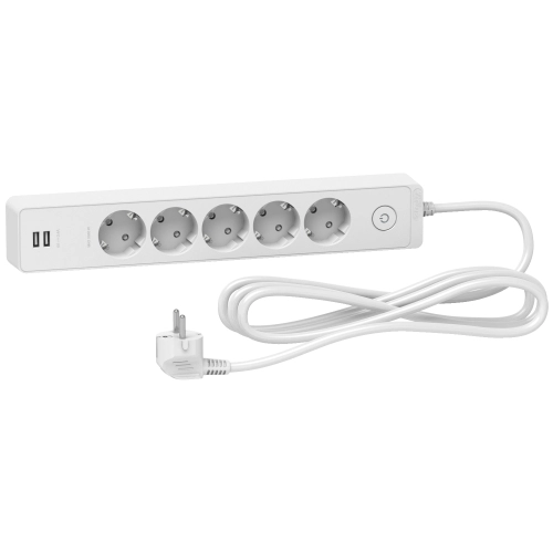 Удлинитель Schneider Electric 5 розеток с заземлением и 2хUSB 3 м Белый