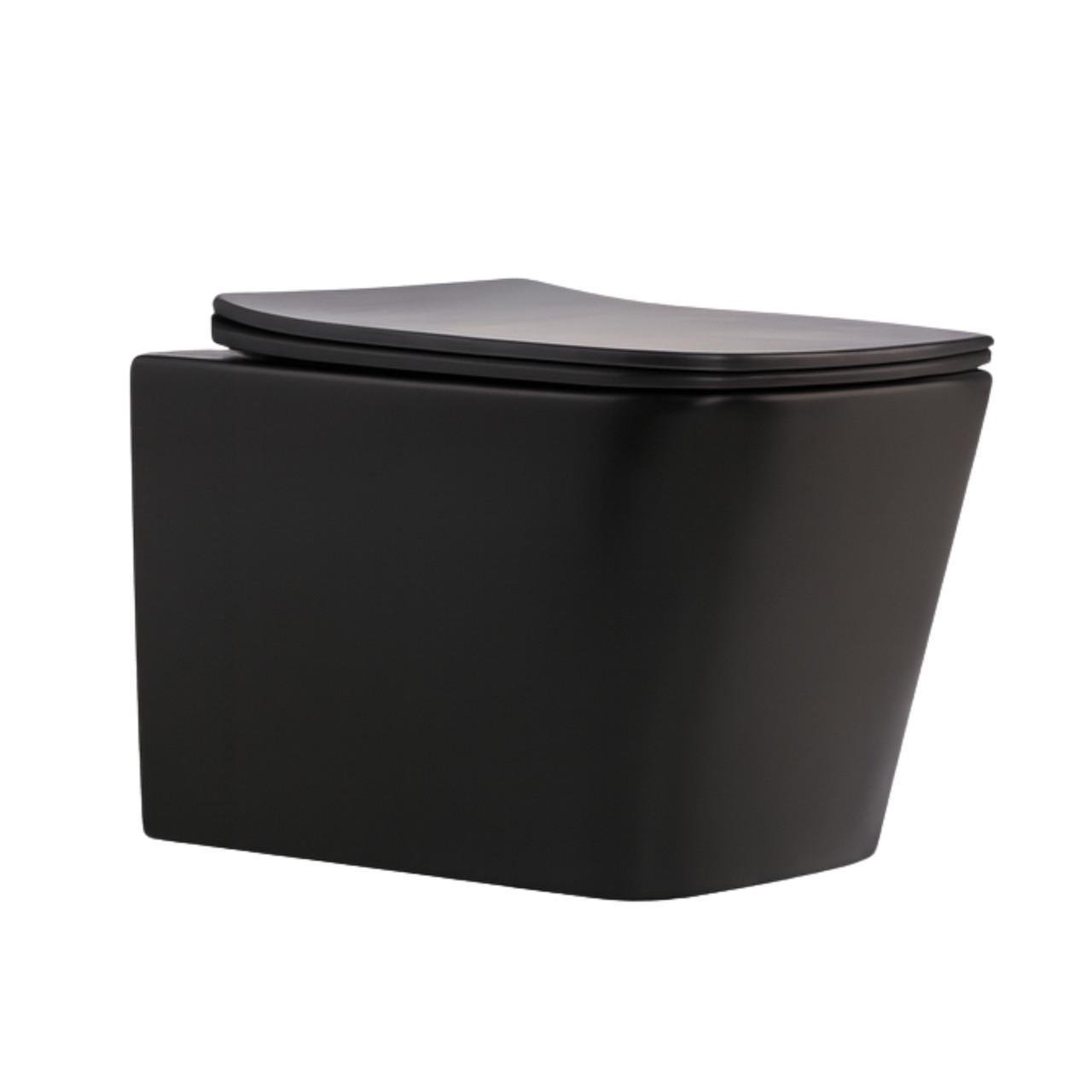 Унитаз подвесной Qtap Tern New Ultra Quiet безобедочный с сиденьем Soft-close Matt Black (QT17332303ASMB)