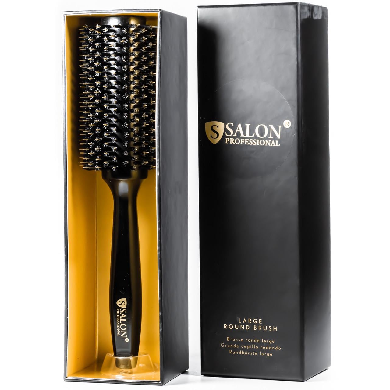 Щетка-брашинг для волос Salon Professional деревянная круглая в коробке (33Ф)