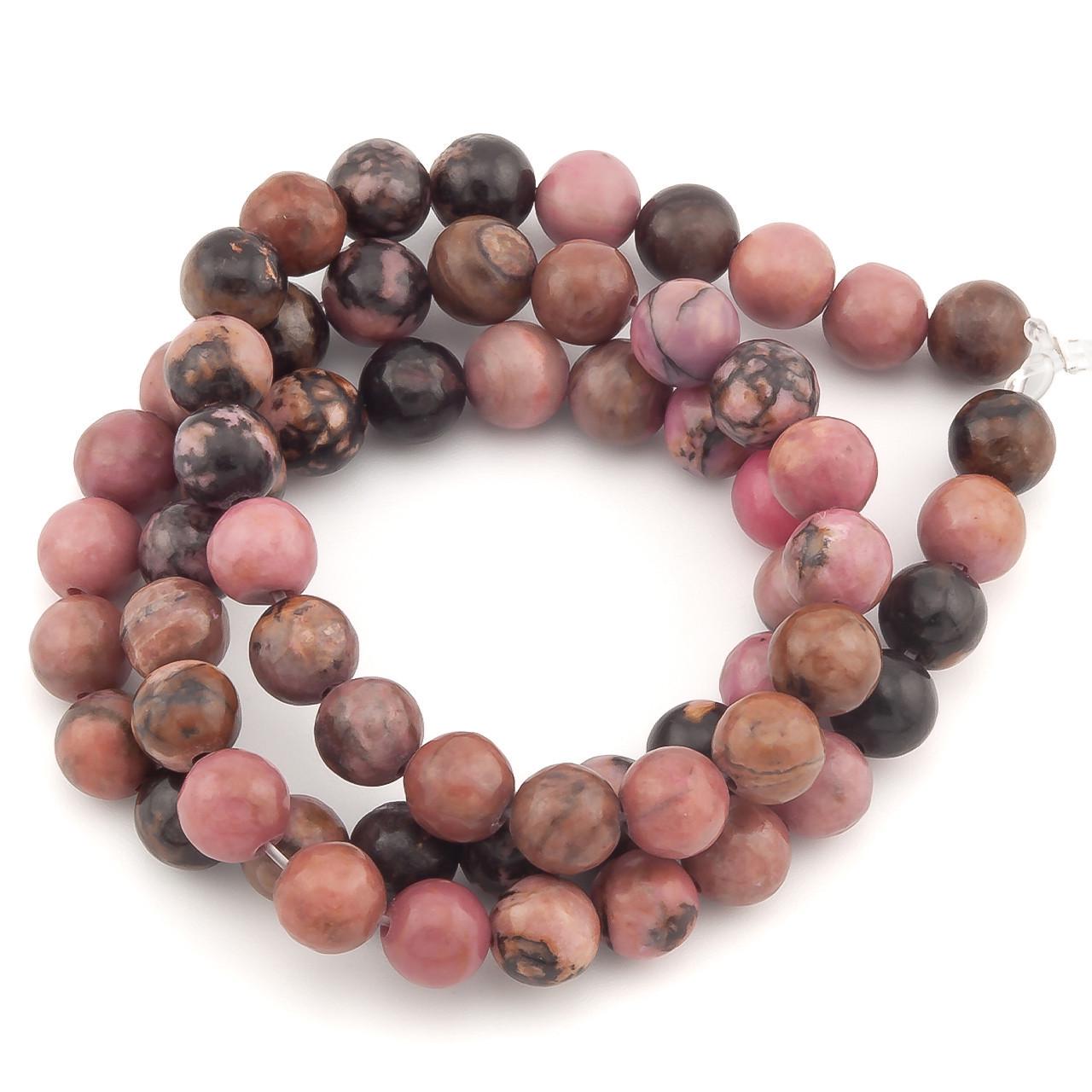 Бусины Родонит из натурального камня 4 мм 37 см 1 шт. (НК0419ш26)