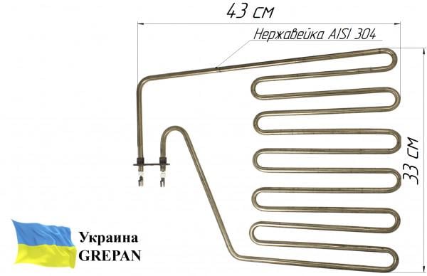 Тен для сауни Grepan 2500W 230V L=430x330 мм 5 ріжків нержавіюча сталь (saun14) - фото 3