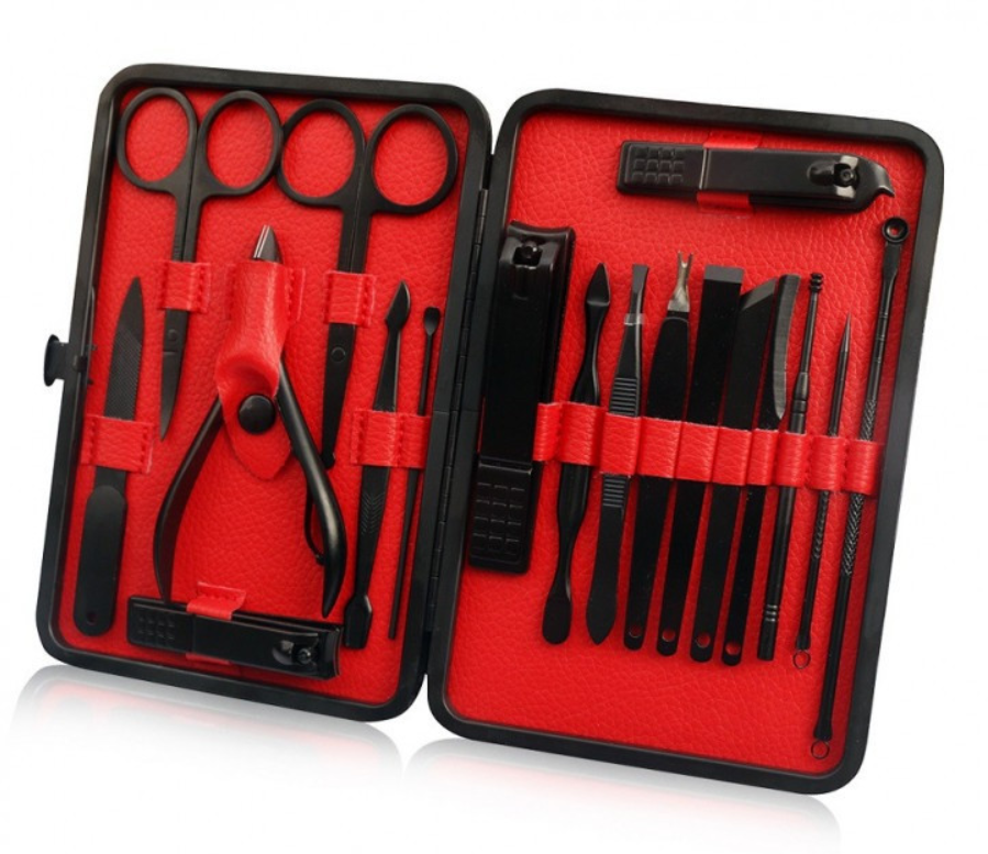 Набір для манікюру у футлярі 18 пр. Чорний/Червоний