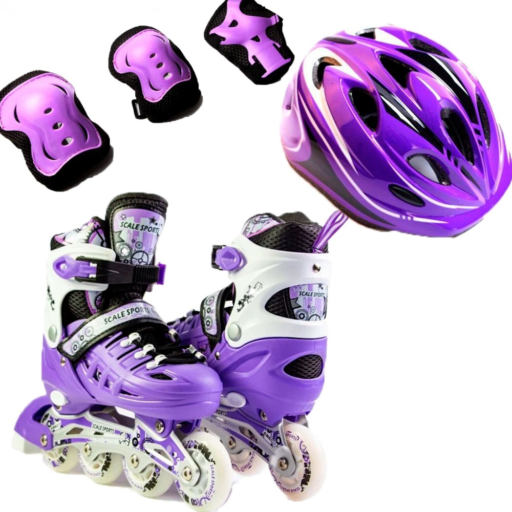 Ролики детские раздвижные набор Scale Sports Combo Pro USA р. 29-33 защита/шлем Фиолетовый (2T3040P)