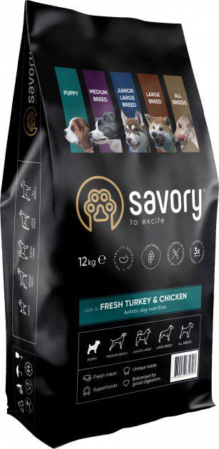 Корм Savory Puppy Fresh Turkey & Chicken сухий з індичкою та куркою для щенят всіх порід 12 кг (30303) - фото 1