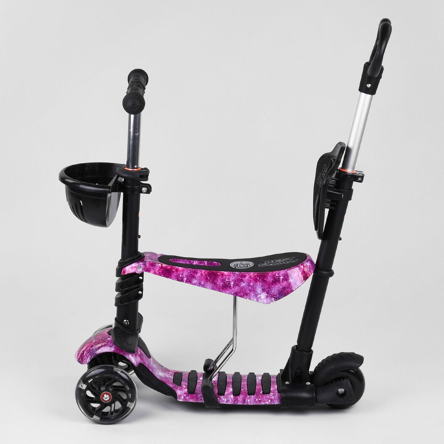 Самокат дитячий Best Scooter 5в1 з PU колесами та підсвічуванням Black/Purple (100058) - фото 4